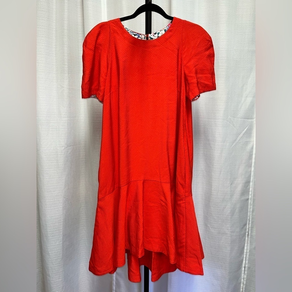 Anthropologie Maeve Womens Dress Red Rousseau Flounced Mini Puffed | size 4